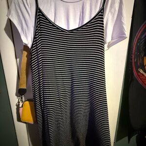 Arizona Jean Company Black and White Striped Dress with White Tee